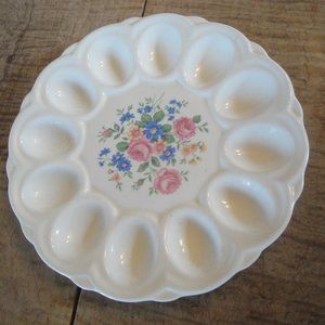 Vintage Deviled Egg Plate Dish Mid Century Modern 1940s Kitchenware Ex Condition